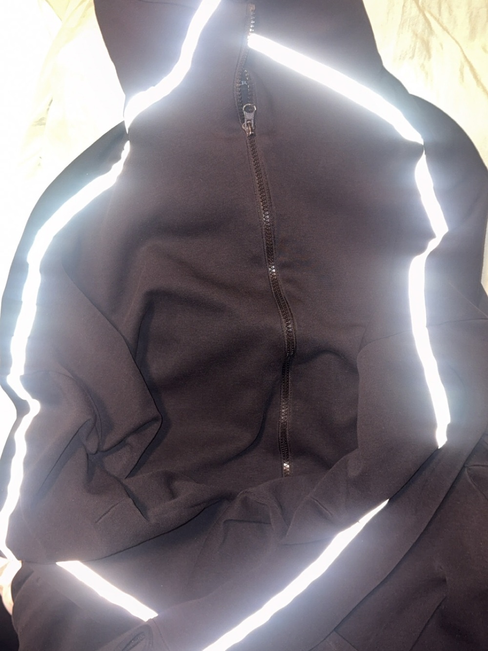 Men's Black Zip-Up Sweater with Reflective Trim parastuco